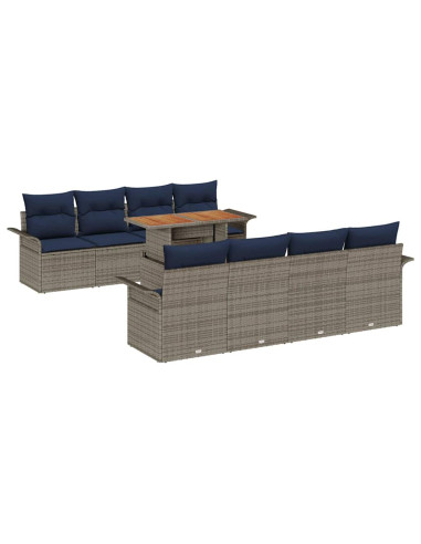 Set Divano da Giardino 7 pz grigio e blu navy