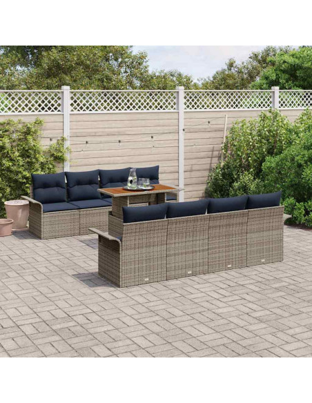 Set Divano da Giardino 7 pz grigio e blu navy