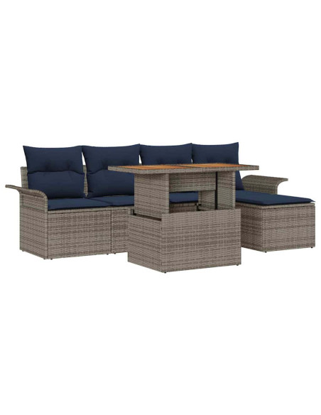 Set Divano da Giardino 6 pz grigio e blu navy