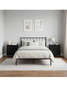 Armadio da Notte 2 pz Rovere Nero 48 x 36,5 x 60 cm