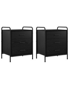 Armadio da Notte 2 pz Rovere Nero 48 x 36,5 x 60 cm 2