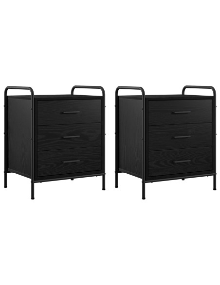 Armadio da Notte 2 pz Rovere Nero 48 x 36,5 x 60 cm
