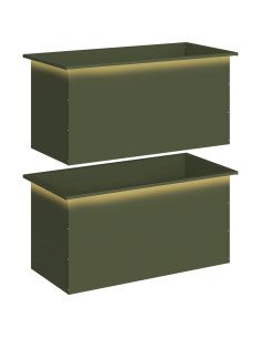 Fioriera da giardino con LED 2 pz Verde Oliva 50 x 100 x 48 cm 2