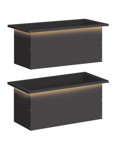 Fioriera da giardino con LED 2 pz Nero 30 x 60 x 30 cm Acciaio