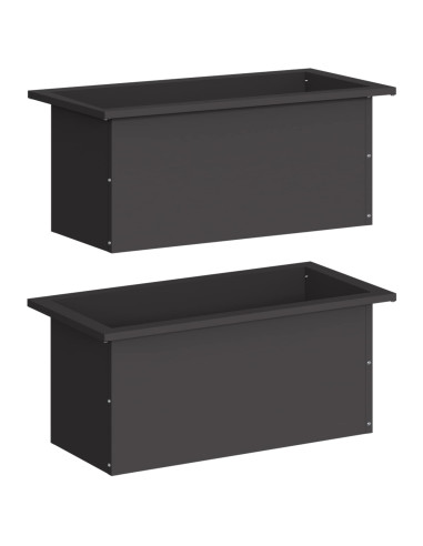 Fioriera da giardino con LED 2 pz Nero 30 x 60 x 30 cm Acciaio