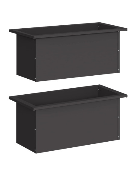 Fioriera da giardino con LED 2 pz Nero 30 x 60 x 30 cm Acciaio