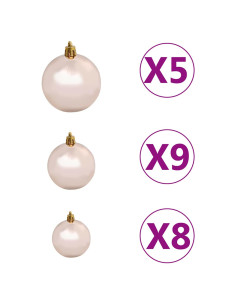 Albero di Natale Preilluminato con Palline Argento 150 cm PET