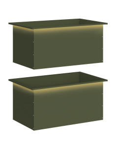 Fioriera da giardino con LED 2 pz Verde Oliva 50 x 80 x 48 cm 2