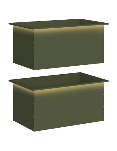 Fioriera da giardino con LED 2 pz Verde Oliva 50 x 80 x 48 cm