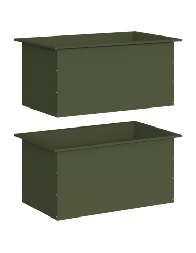 Fioriera da giardino con LED 2 pz Verde Oliva 50 x 80 x 48 cm