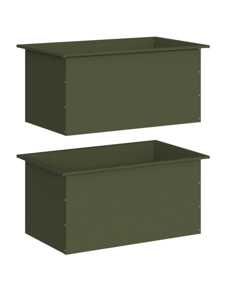 Fioriera da giardino con LED 2 pz Verde Oliva 50 x 80 x 48 cm