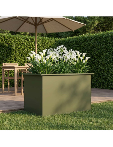 Fioriera da giardino con LED Verde Oliva 50 x 80 x 48 cm