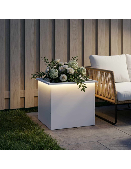 Fioriera da giardino con LED Bianco 50 x 60 x 48 cm Acciaio