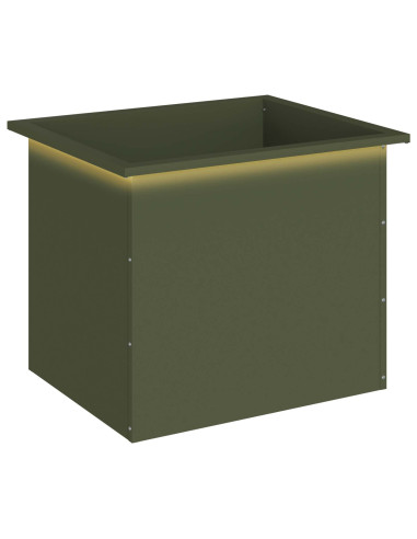 Fioriera da giardino con LED Verde Oliva 50 x 60 x 48 cm