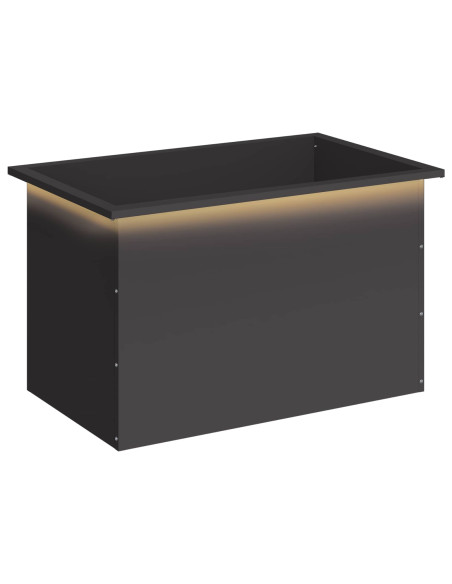 Fioriera da giardino con LED Nero 50 x 80 x 48 cm Acciaio