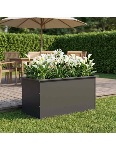 Fioriera da giardino con LED Nero 50 x 80 x 48 cm Acciaio