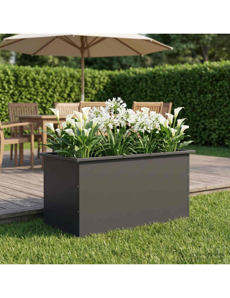 Fioriera da giardino con LED Nero 50 x 80 x 48 cm Acciaio