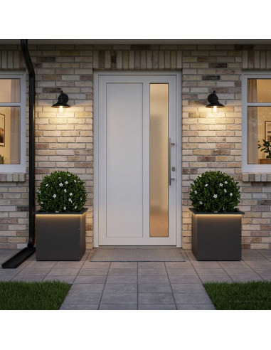 Fioriera da giardino con LED 2 pz Nero 50 x 50 x 48 cm Acciaio