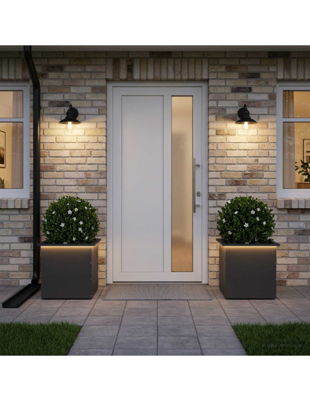 Fioriera da giardino con LED 2 pz Nero 50 x 50 x 48 cm Acciaio