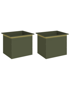 Fioriera da giardino con LED 2 pz Verde Oliva 50 x 60 x 48 cm 2