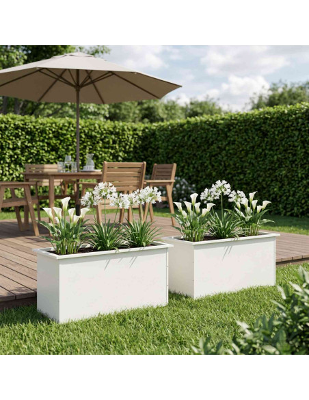 Fioriera da giardino con LED 2 pz Bianco 50 x 100 x 48 cm