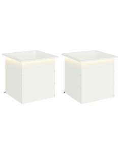 Fioriera da giardino con LED 2 pz Bianco 50 x 50 x 48 cm 2