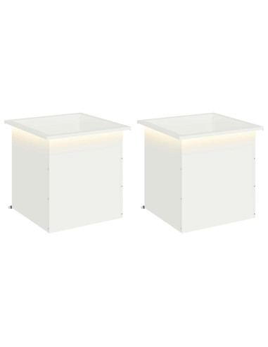 Fioriera da giardino con LED 2 pz Bianco 50 x 50 x 48 cm
