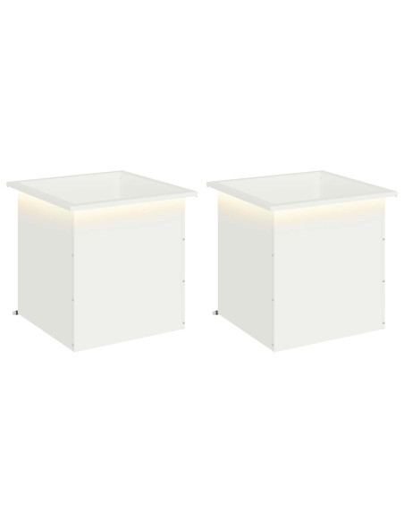 Fioriera da giardino con LED 2 pz Bianco 50 x 50 x 48 cm