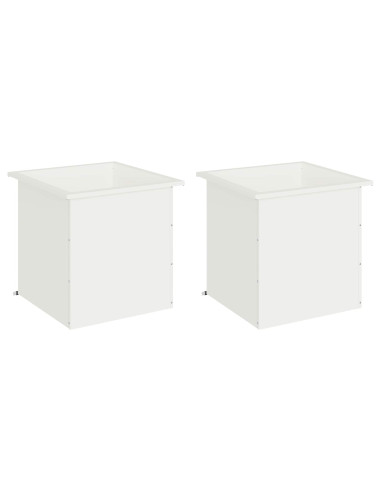 Fioriera da giardino con LED 2 pz Bianco 50 x 50 x 48 cm