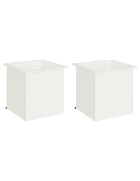 Fioriera da giardino con LED 2 pz Bianco 50 x 50 x 48 cm