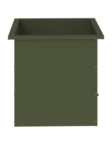 Fioriera da giardino con LED 2 pz Verde Oliva 50 x 50 x 48 cm