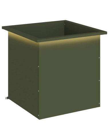 Fioriera da giardino con LED Verde Oliva 50 x 50 x 48 cm