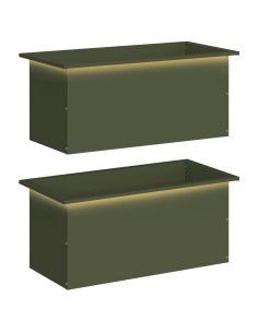 Fioriera da giardino con LED 2 pz Verde Oliva 40 x 80 x 40 cm 2