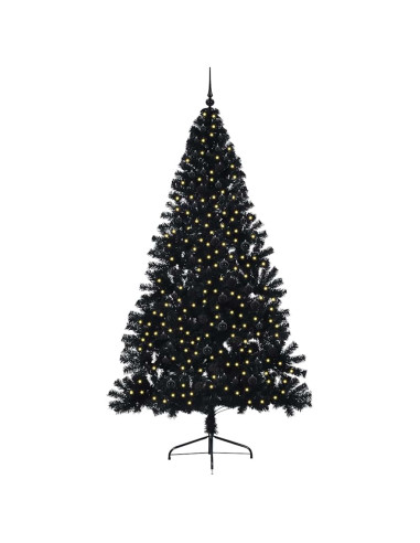 Albero di Natale artificiale con luci integrate Nero 240 cm PVC