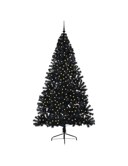 Albero di Natale artificiale con luci integrate Nero 240 cm PVC