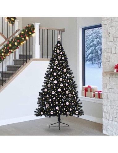 Albero di Natale artificiale con luci integrate Nero 240 cm PVC