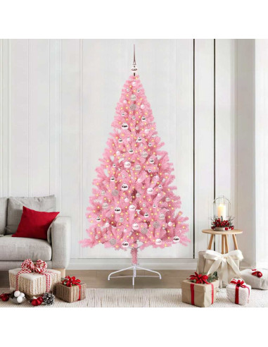 Albero di Natale artificiale con luci integrate Rosa 210 cm PVC