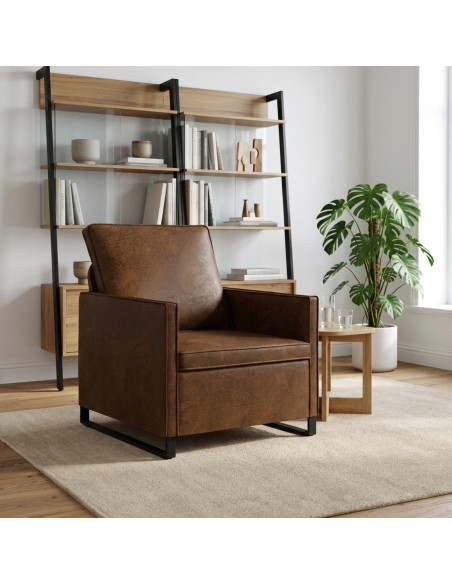 Poltrona Marrone 70 x 81 x 82 cm Tessuto scamosciato sintetico