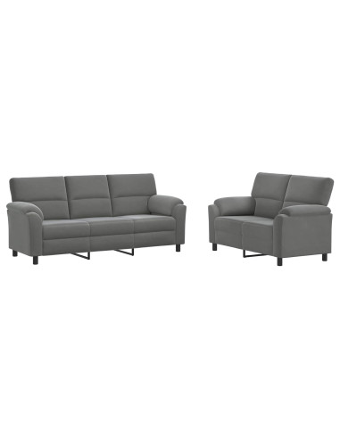 Set di divani 2 pcs Grigio Scuro Velluto