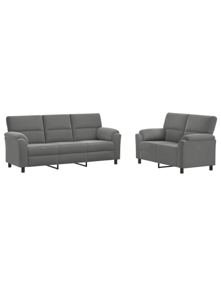 Set di divani 2 pcs Grigio Scuro Velluto