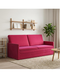 Divano a 3 posti Rosso Vino 190 x 81 x 82 cm Velluto (V)