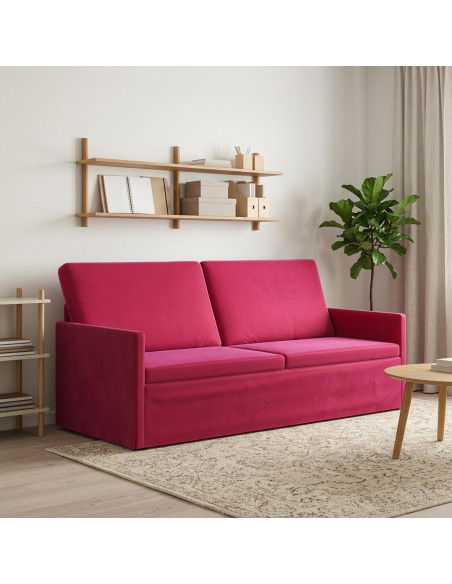 Divano a 3 posti Rosso Vino 190 x 81 x 82 cm Velluto (V)