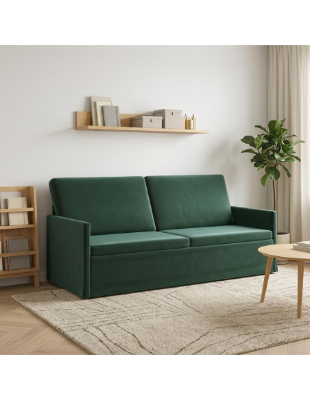 Divano a 3 posti Verde Scuro 190 x 81 x 82 cm Velluto (V)