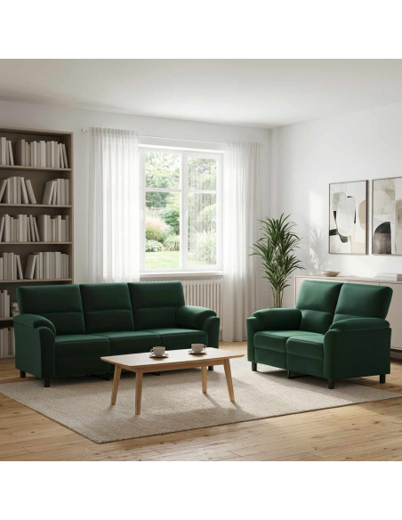Set di divani 2 pcs Verde Scuro Velluto