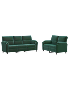 Set di divani 2 pcs Verde Scuro Velluto 2