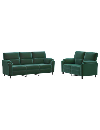Set di divani 2 pcs Verde Scuro Velluto