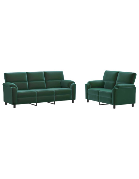 Set di divani 2 pcs Verde Scuro Velluto