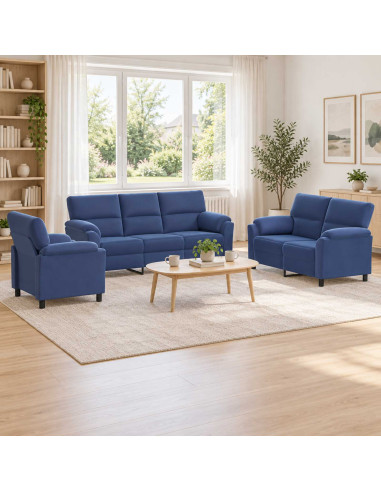 Set di divani 3 pcs Blu Polizia Velluto