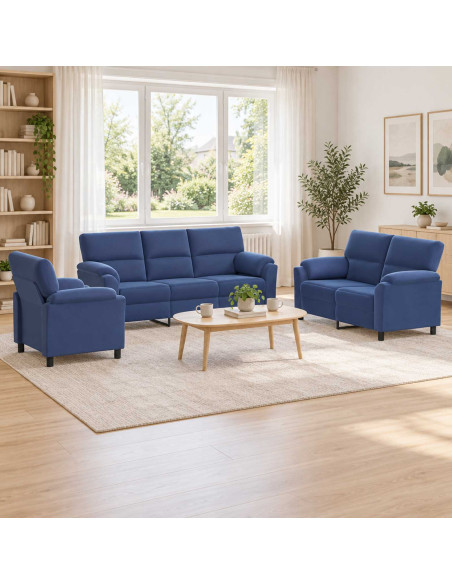 Set di divani 3 pcs Blu Polizia Velluto