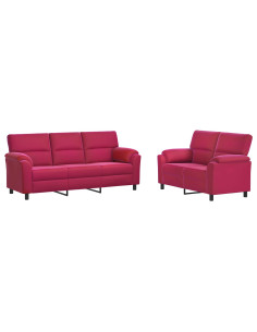 Set di divani 2 pcs Rosso Vino Velluto 2